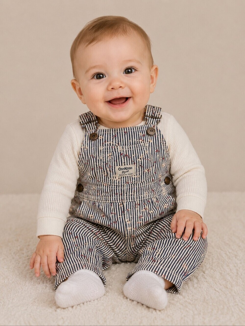 VTG OSHKOSH B'GOSH Striped Butterfly Denim Overalls
